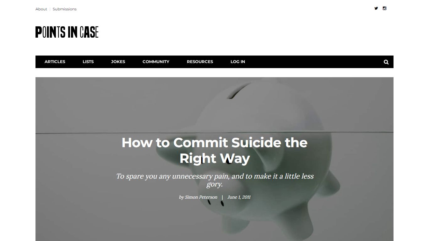 How to Commit Suicide the Right Way | Points in Case